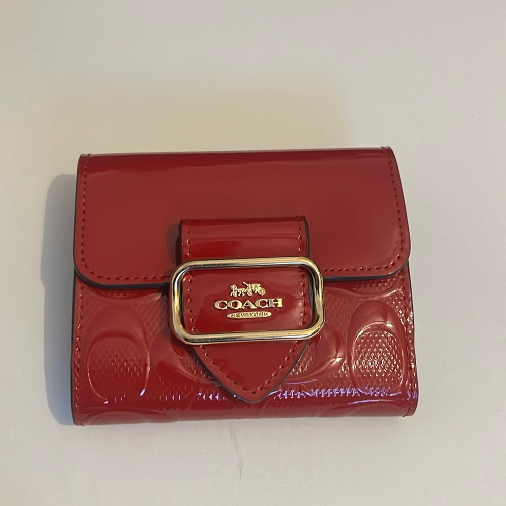 Coach Morgan patient leather red wallet